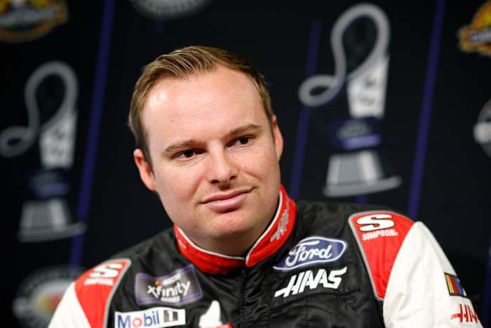 Cole Custer speaks to the media during Thursday's NASCAR Championship Media Day at Phoenix Raceway. (Photo by Sean Gardner/Getty Images)